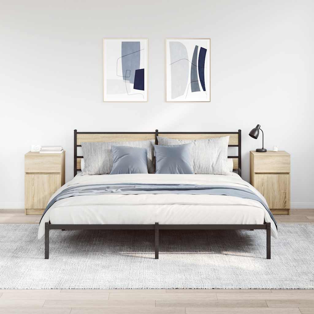 Nachtkastjes 2 st 39x35x65 cm bewerkt hout sonoma eikenkleurig