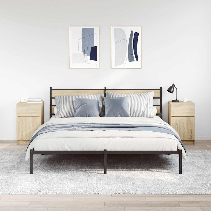Nachtkastjes 2 st 39x35x65 cm bewerkt hout sonoma eikenkleurig