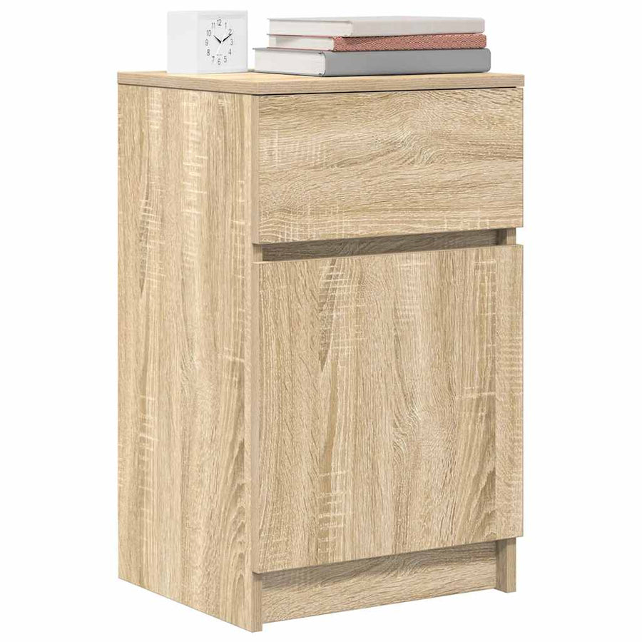 Nachtkastjes 2 st 39x35x65 cm bewerkt hout sonoma eikenkleurig