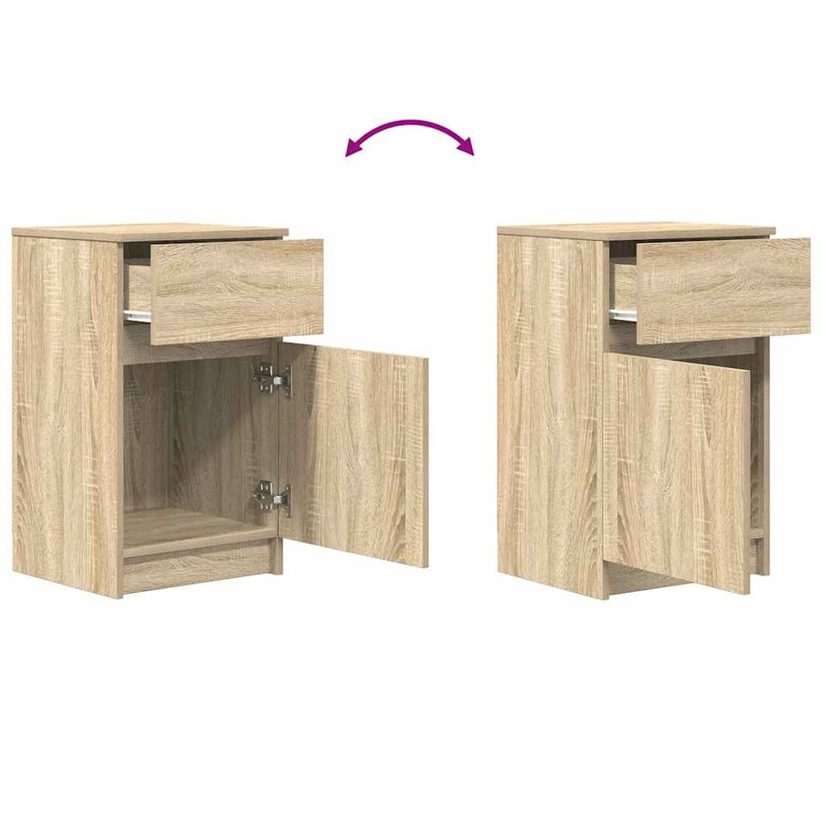Nachtkastjes 2 st 39x35x65 cm bewerkt hout sonoma eikenkleurig