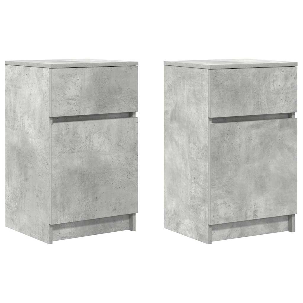 Nachtkastjes 2 st 39x35x65 cm bewerkt hout betongrijs