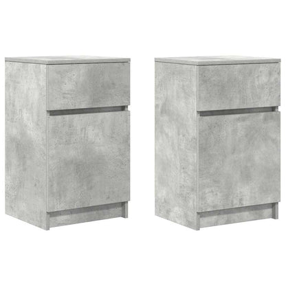 Nachtkastjes 2 st 39x35x65 cm bewerkt hout betongrijs