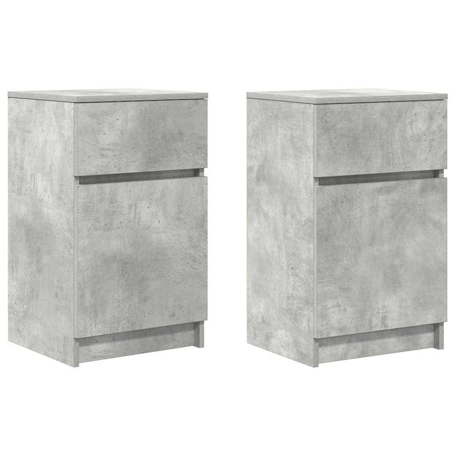 Nachtkastjes 2 st 39x35x65 cm bewerkt hout betongrijs