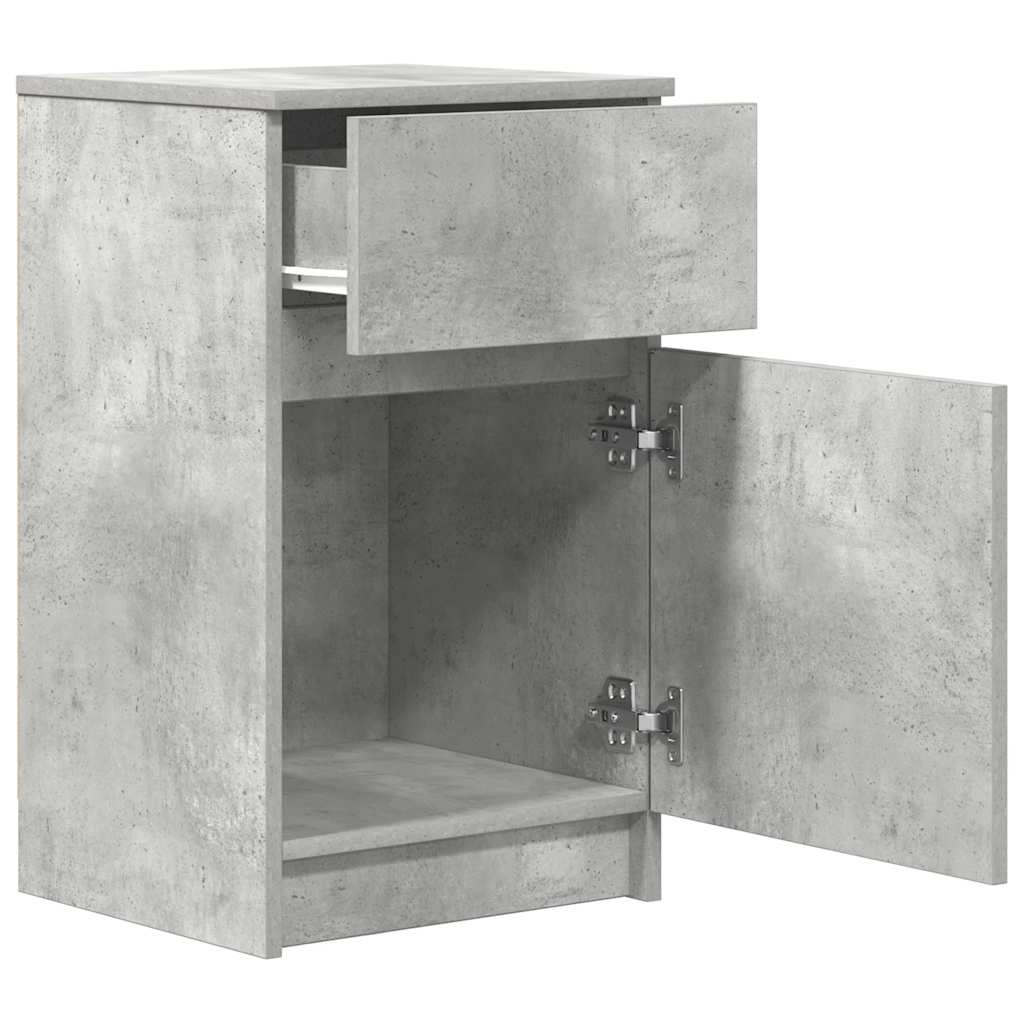 Nachtkastjes 2 st 39x35x65 cm bewerkt hout betongrijs