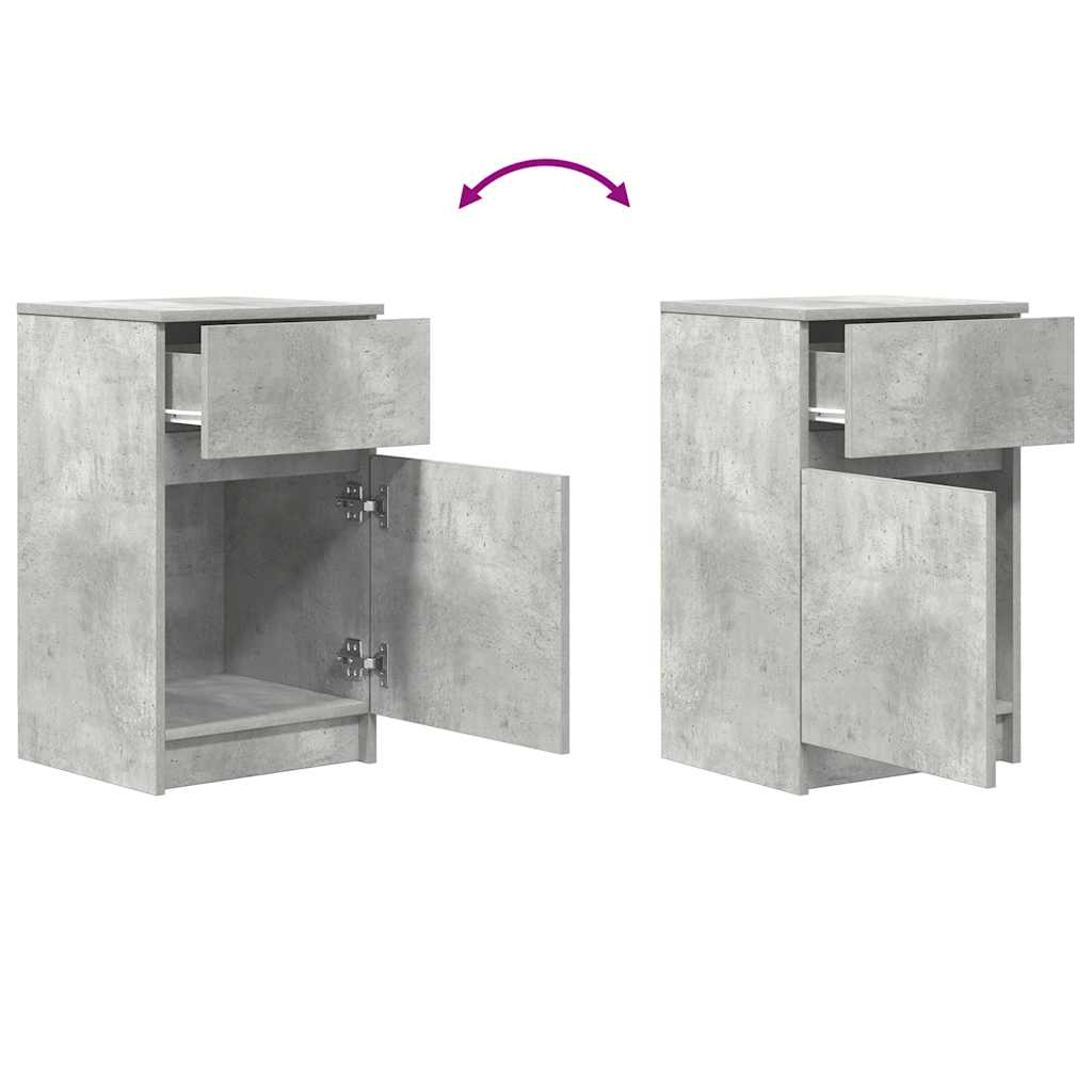 Nachtkastjes 2 st 39x35x65 cm bewerkt hout betongrijs