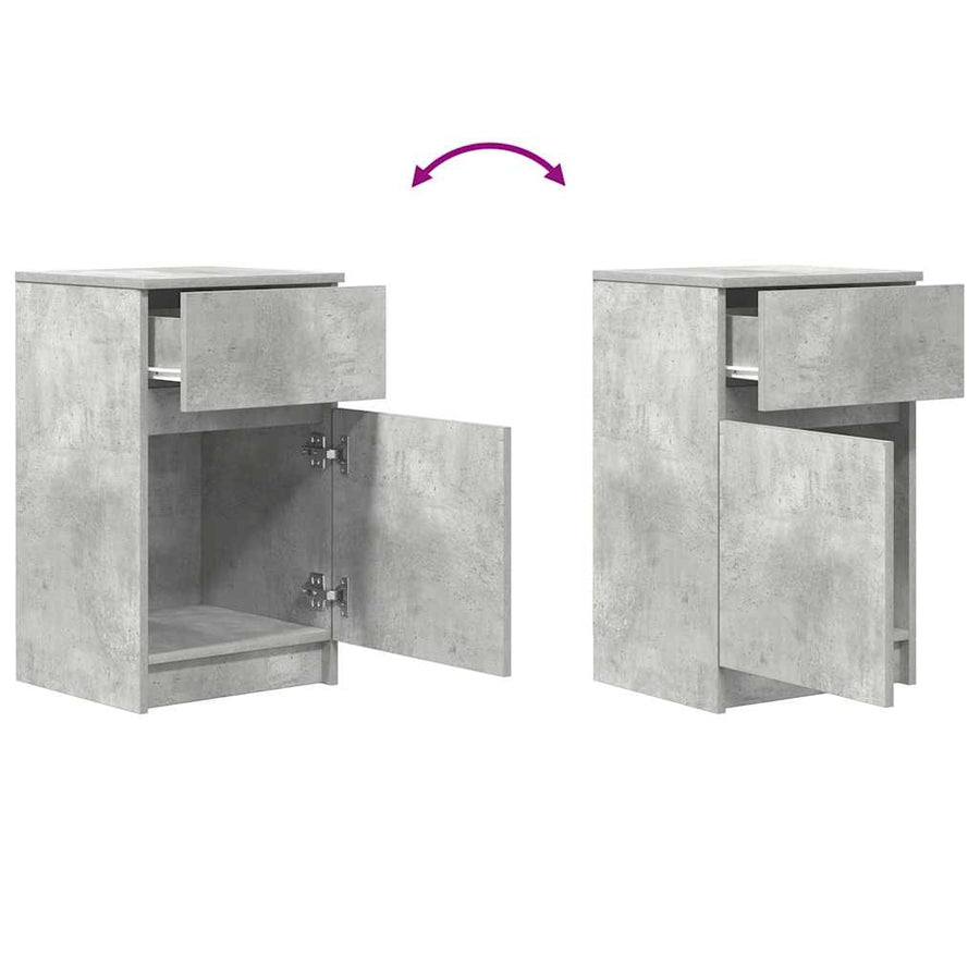Nachtkastjes 2 st 39x35x65 cm bewerkt hout betongrijs