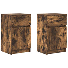 Nachtkastjes 2 st 39x35x65 cm bewerkt hout gerookt eikenkleur