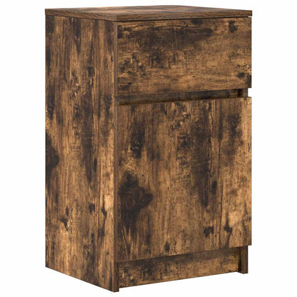 Nachtkastjes 2 st 39x35x65 cm bewerkt hout gerookt eikenkleur