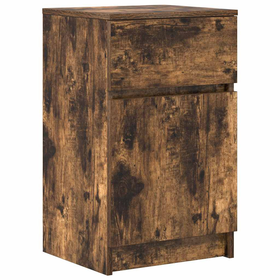 Nachtkastjes 2 st 39x35x65 cm bewerkt hout gerookt eikenkleur