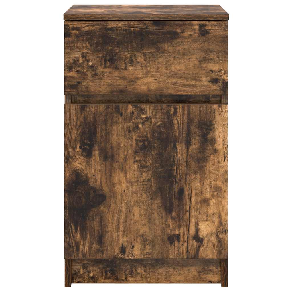 Nachtkastjes 2 st 39x35x65 cm bewerkt hout gerookt eikenkleur