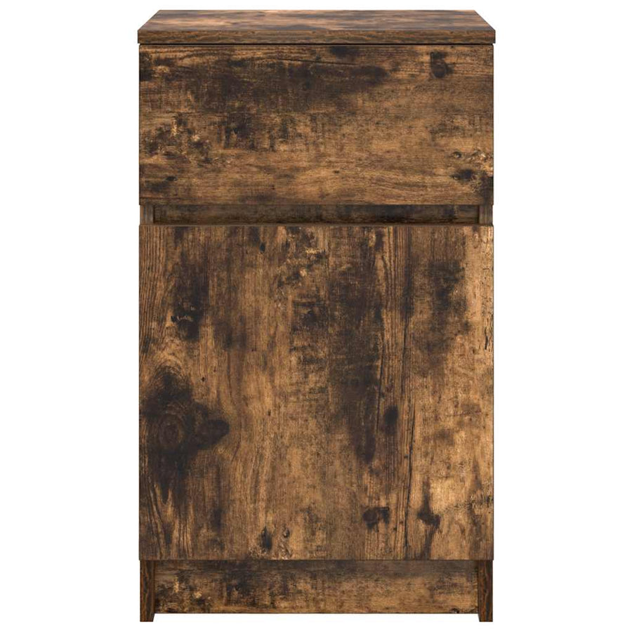 Nachtkastjes 2 st 39x35x65 cm bewerkt hout gerookt eikenkleur