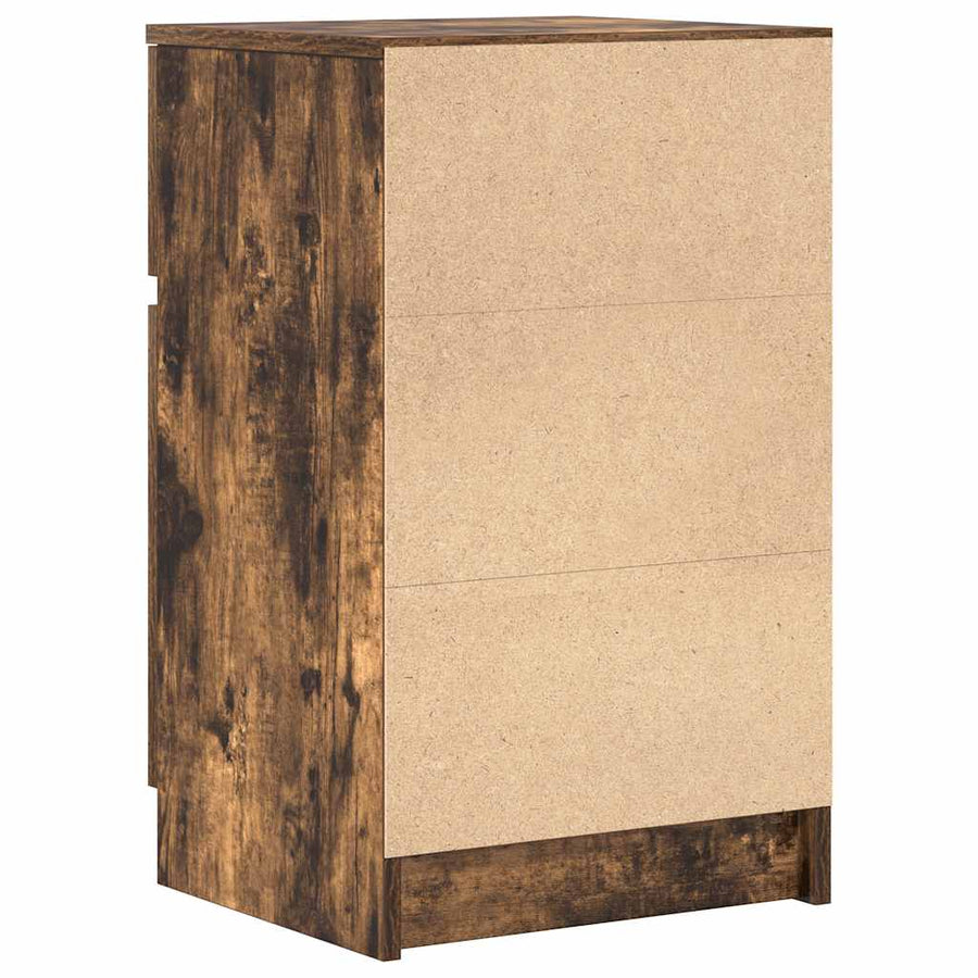 Nachtkastjes 2 st 39x35x65 cm bewerkt hout gerookt eikenkleur