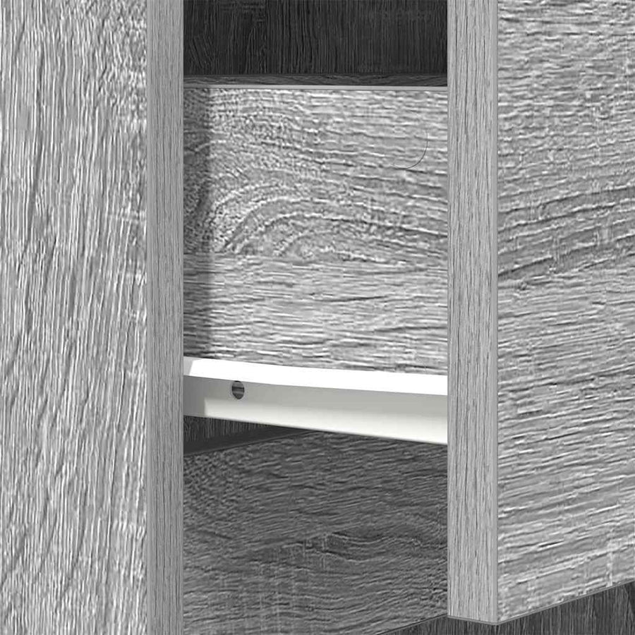 Nachtkastje 39x35x65 cm bewerkt hout grijs sonoma eikenkleur
