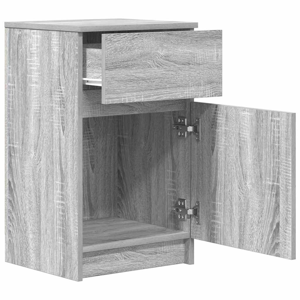 Nachtkastje 39x35x65 cm bewerkt hout grijs sonoma eikenkleur