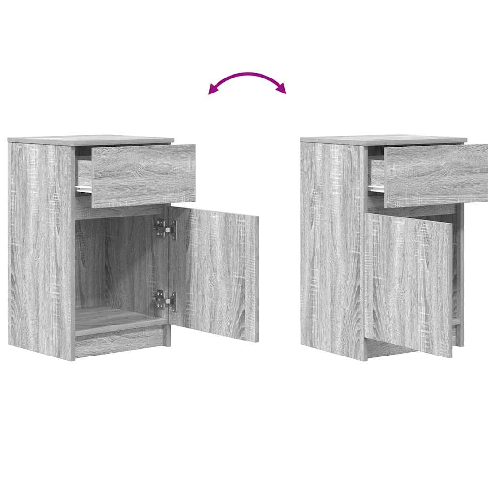 Nachtkastje 39x35x65 cm bewerkt hout grijs sonoma eikenkleur