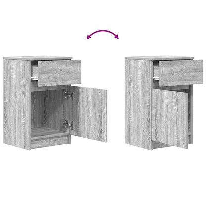 Nachtkastje 39x35x65 cm bewerkt hout grijs sonoma eikenkleur