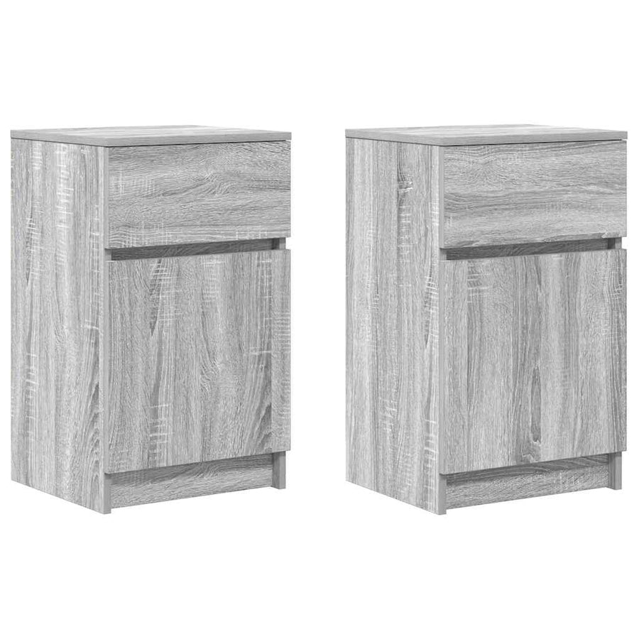 Nachtkastjes 2 st 39x35x65 cm bewerkt hout grijs sonoma eiken