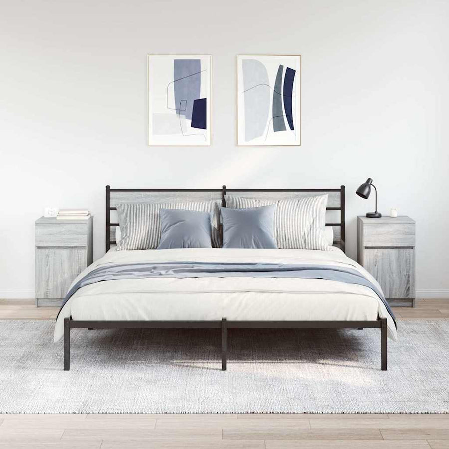 Nachtkastjes 2 st 39x35x65 cm bewerkt hout grijs sonoma eiken