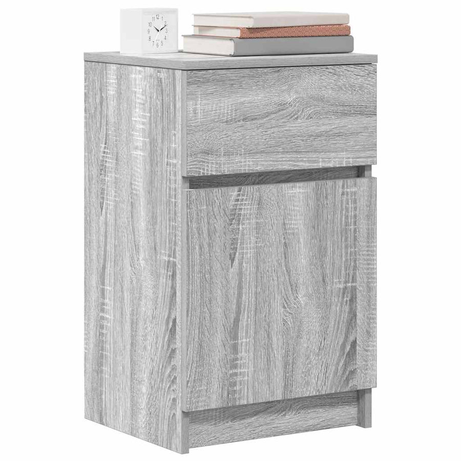 Nachtkastjes 2 st 39x35x65 cm bewerkt hout grijs sonoma eiken