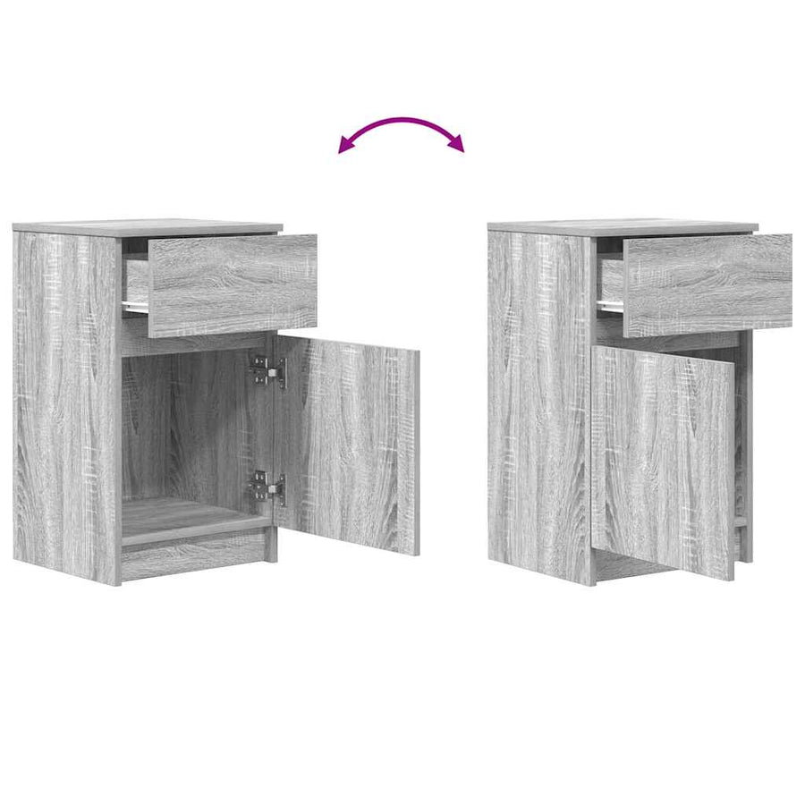 Nachtkastjes 2 st 39x35x65 cm bewerkt hout grijs sonoma eiken