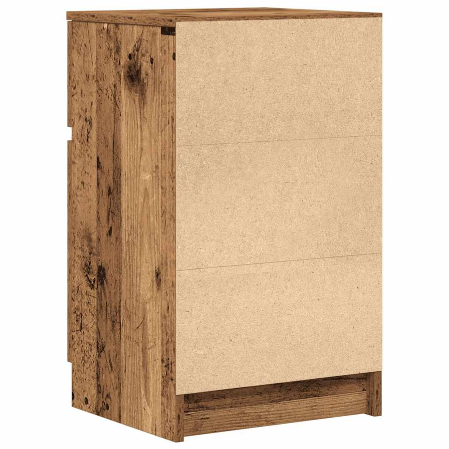 Nachtkastje 39x35x65 cm bewerkt hout oud houtkleurig