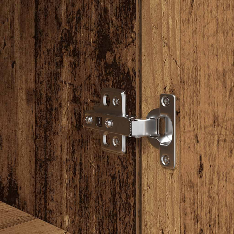Nachtkastje 39x35x65 cm bewerkt hout oud houtkleurig
