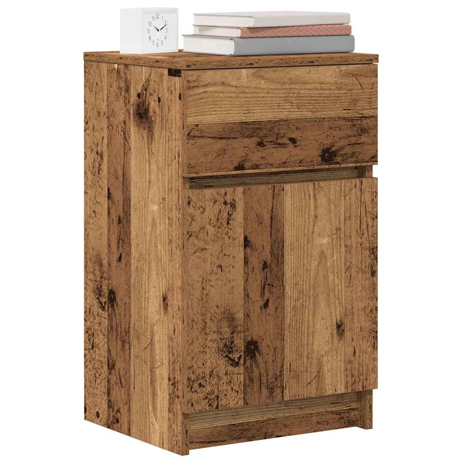Nachtkastjes 2 st 39x35x65 cm bewerkt hout oud houtkleurig