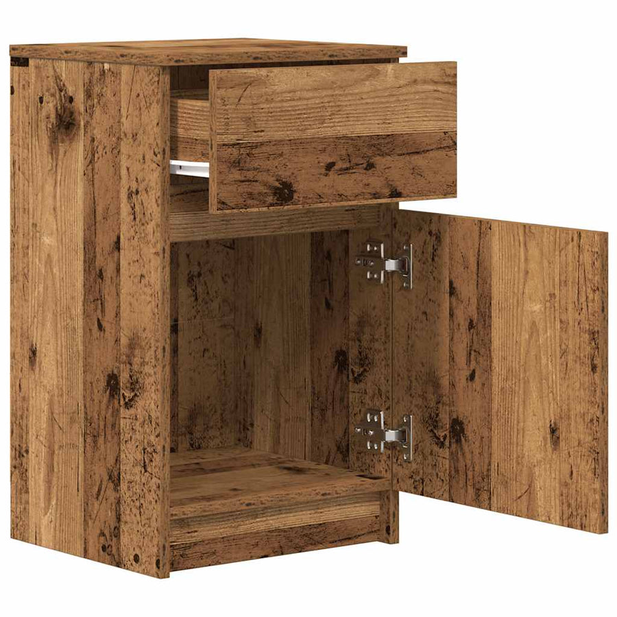 Nachtkastjes 2 st 39x35x65 cm bewerkt hout oud houtkleurig