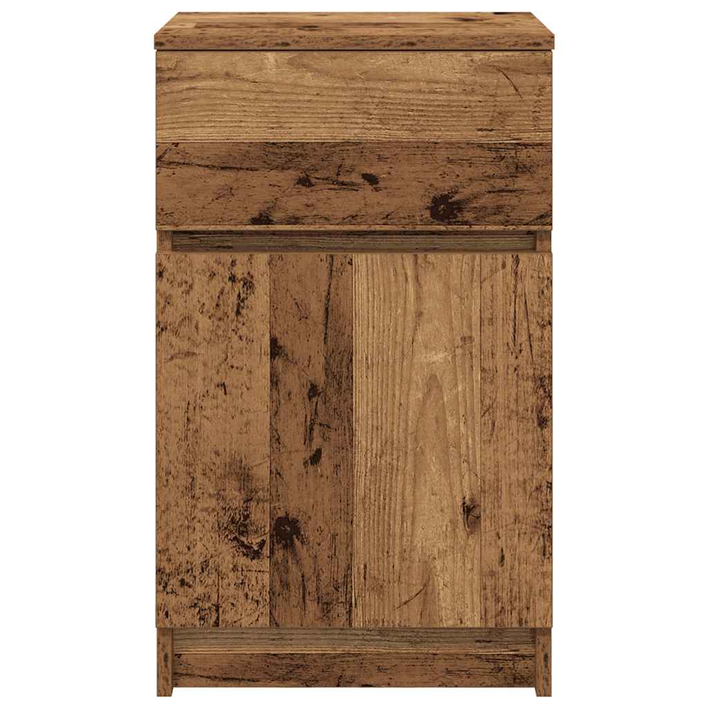 Nachtkastjes 2 st 39x35x65 cm bewerkt hout oud houtkleurig