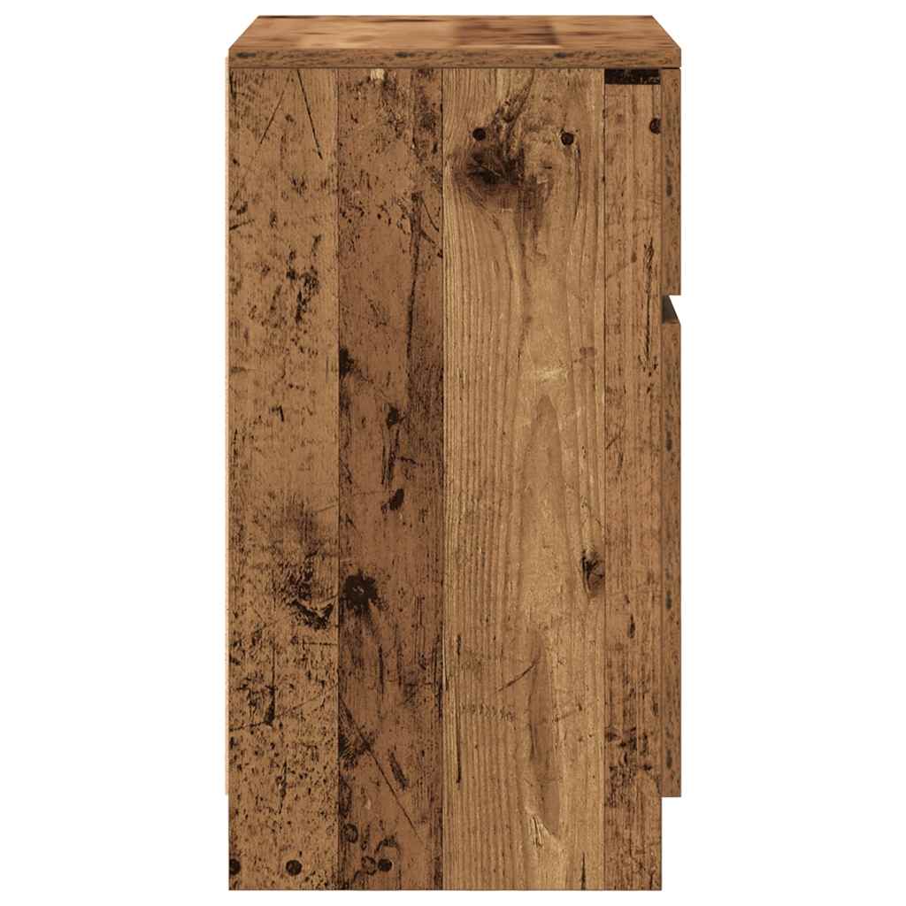 Nachtkastjes 2 st 39x35x65 cm bewerkt hout oud houtkleurig