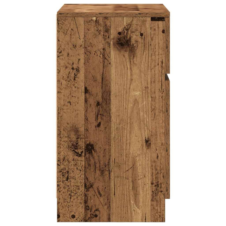 Nachtkastjes 2 st 39x35x65 cm bewerkt hout oud houtkleurig