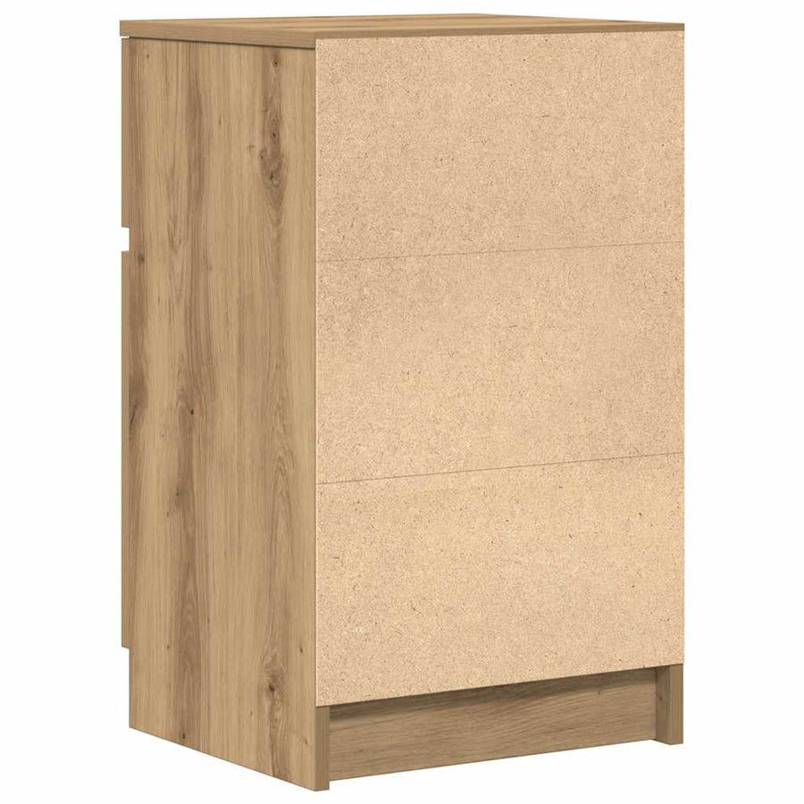 Nachtkastje 39x35x65 cm bewerkt hout artisanaal eikenkleur