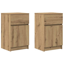 Nachtkastjes 2 st 39x35x65cm bewerkt hout artisanaal eikenkleur