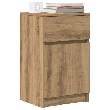 Nachtkastjes 2 st 39x35x65cm bewerkt hout artisanaal eikenkleur
