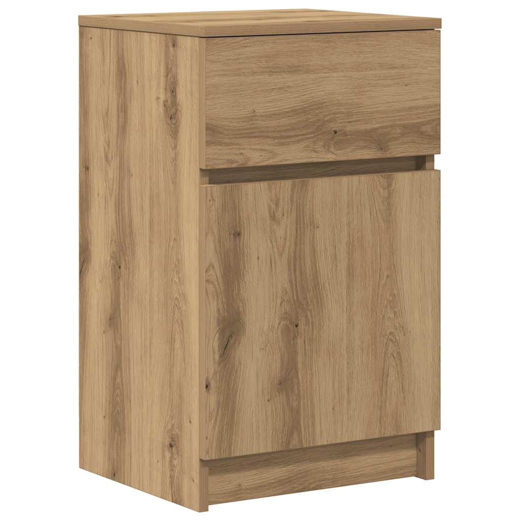 Nachtkastjes 2 st 39x35x65cm bewerkt hout artisanaal eikenkleur