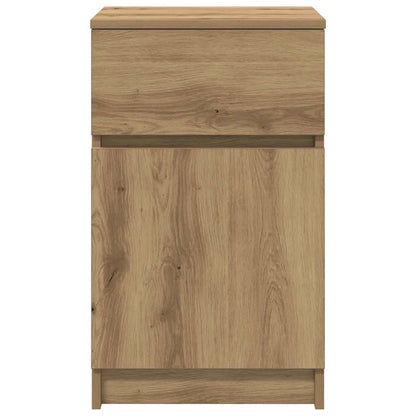 Nachtkastjes 2 st 39x35x65cm bewerkt hout artisanaal eikenkleur
