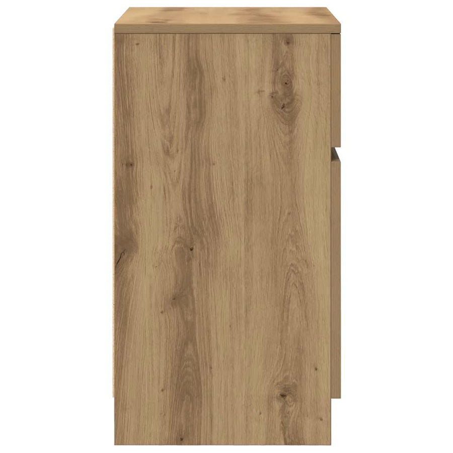 Nachtkastjes 2 st 39x35x65cm bewerkt hout artisanaal eikenkleur