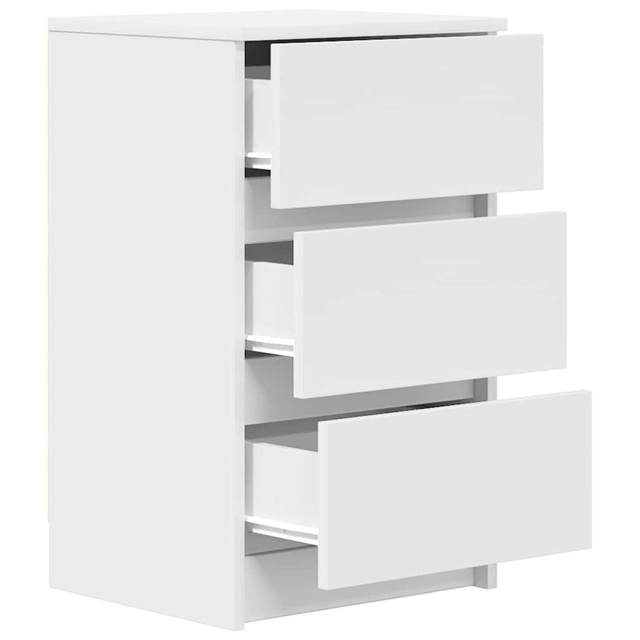 Nachtkastje met 3 lades 39x35x65 cm wit