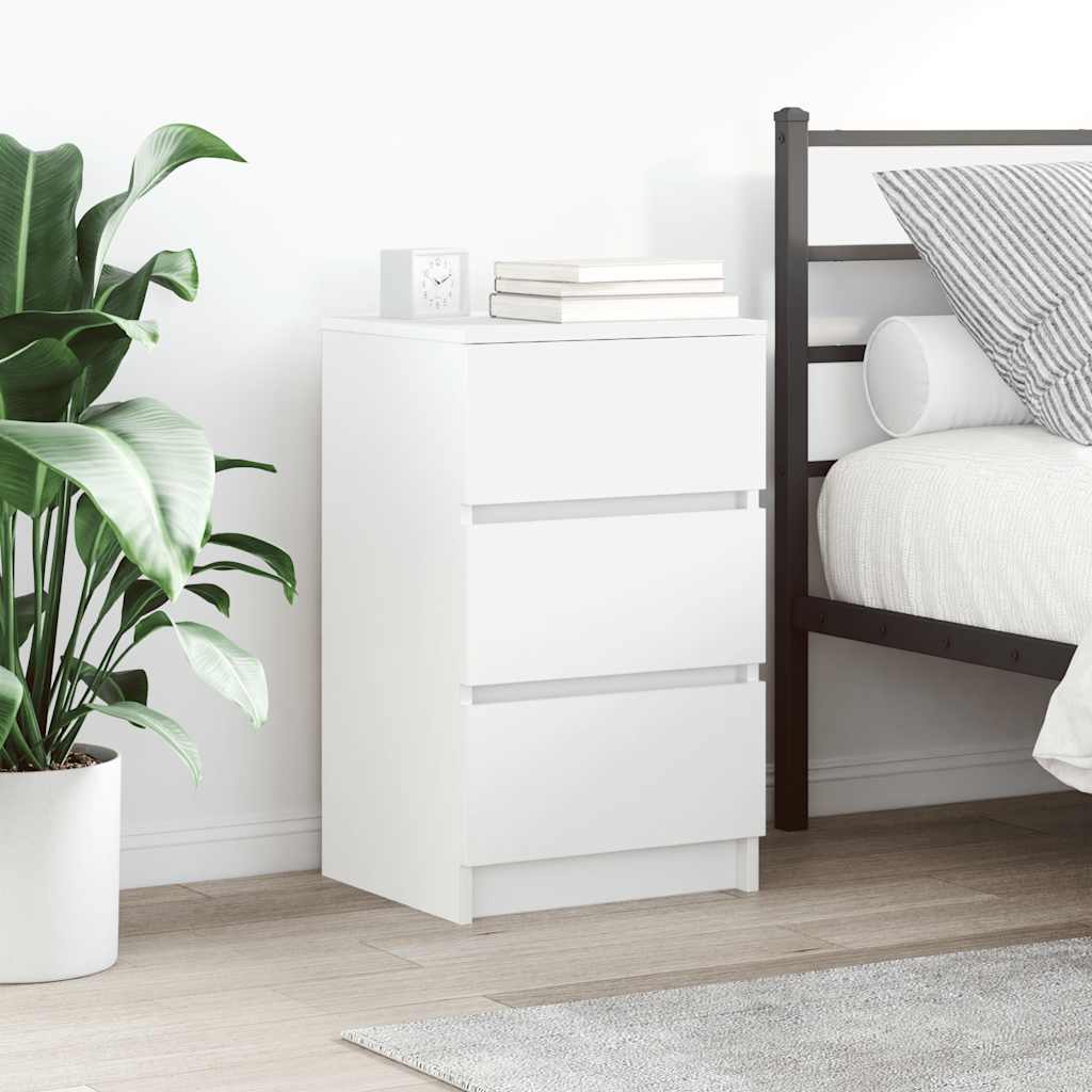 Nachtkastje met 3 lades 39x35x65 cm wit