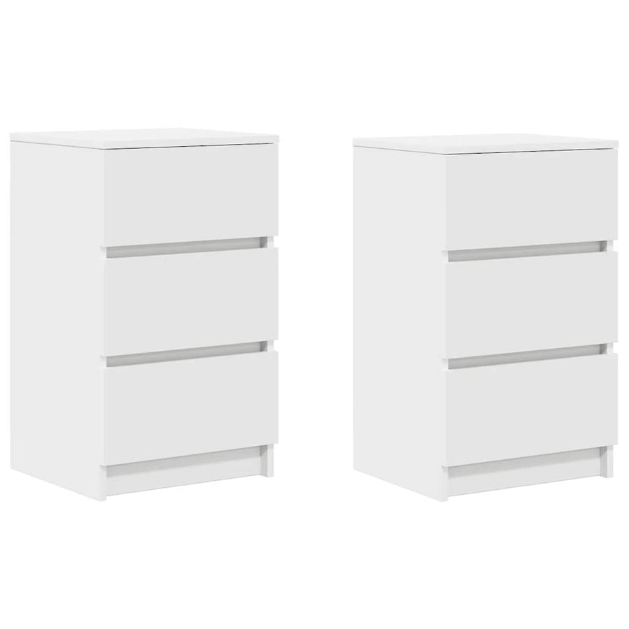 Nachtkastjes met 3 lades 2 st 39x35x65 cm wit