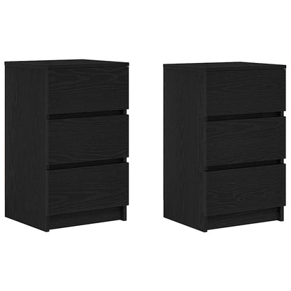 Nachtkastjes met 3 lades 2 st 39x35x65 cm zwart