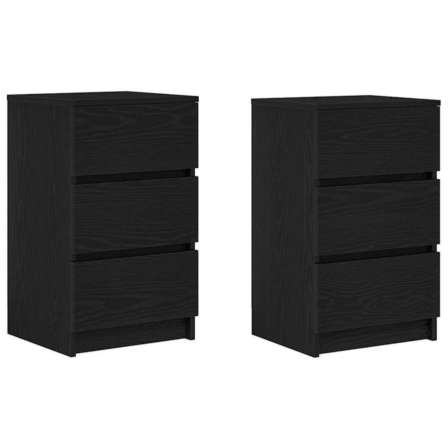 Nachtkastjes met 3 lades 2 st 39x35x65 cm zwart
