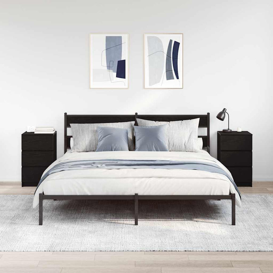 Nachtkastjes met 3 lades 2 st 39x35x65 cm zwart