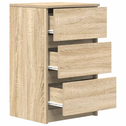 Nachtkastje met 3 lades 39x35x65 cm sonoma eikenkleurig
