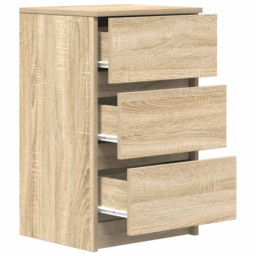 Nachtkastje met 3 lades 39x35x65 cm sonoma eikenkleurig