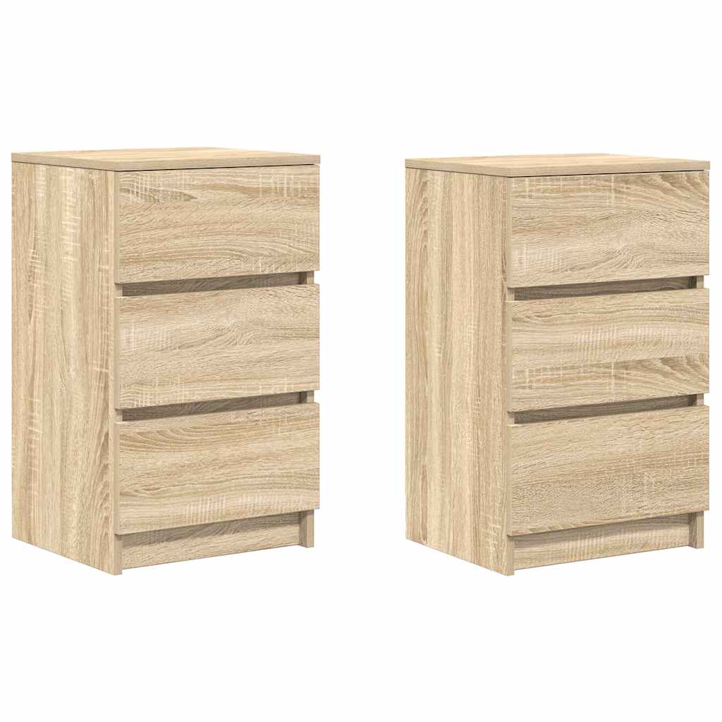 Nachtkastjes met 3 lades 2 st 39x35x65 cm Sonoma eikenkleurig