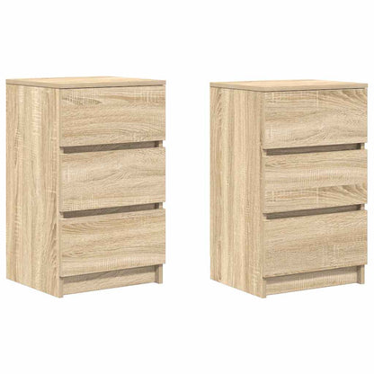 Nachtkastjes met 3 lades 2 st 39x35x65 cm Sonoma eikenkleurig
