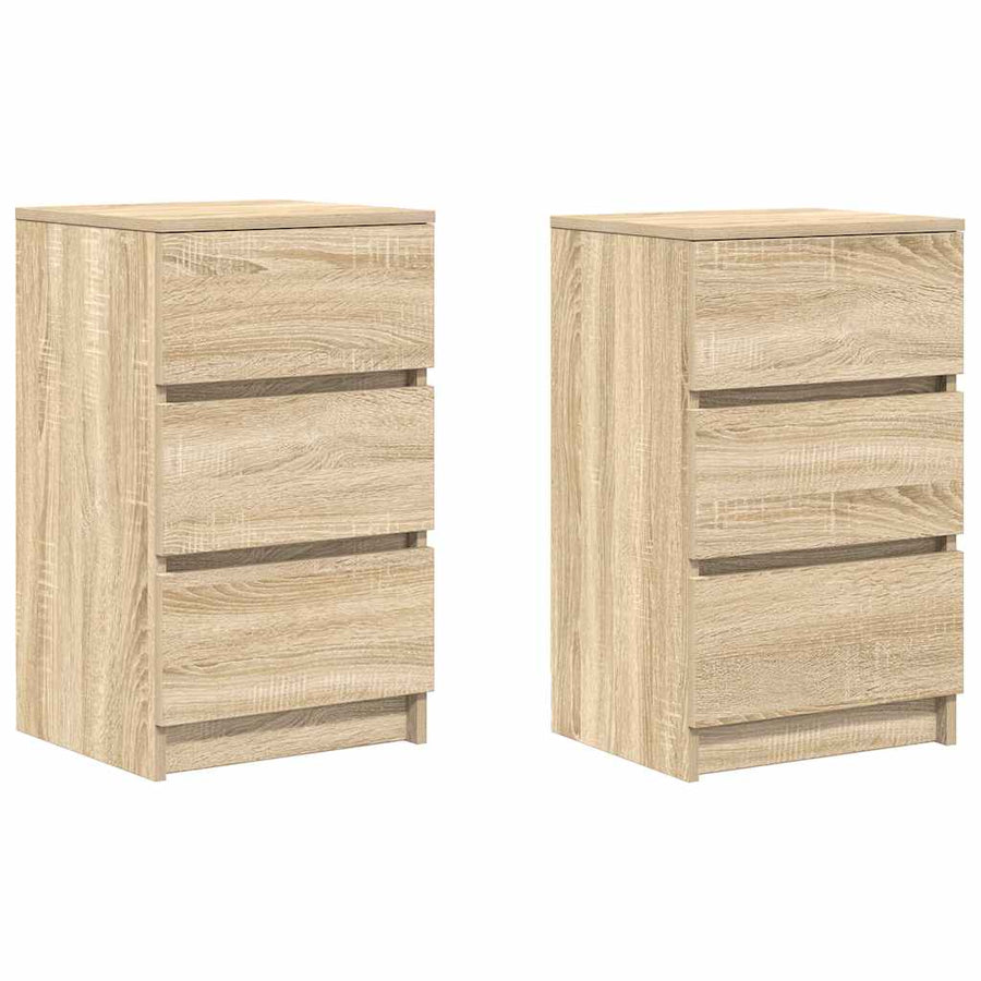 Nachtkastjes met 3 lades 2 st 39x35x65 cm Sonoma eikenkleurig