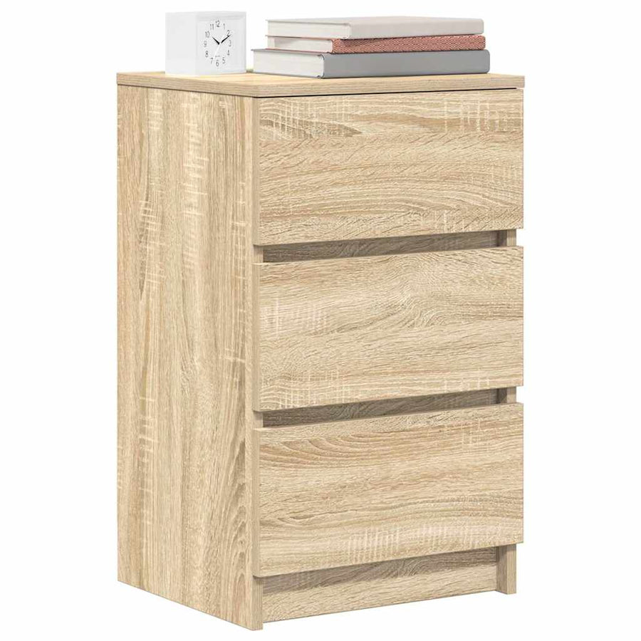 Nachtkastjes met 3 lades 2 st 39x35x65 cm Sonoma eikenkleurig