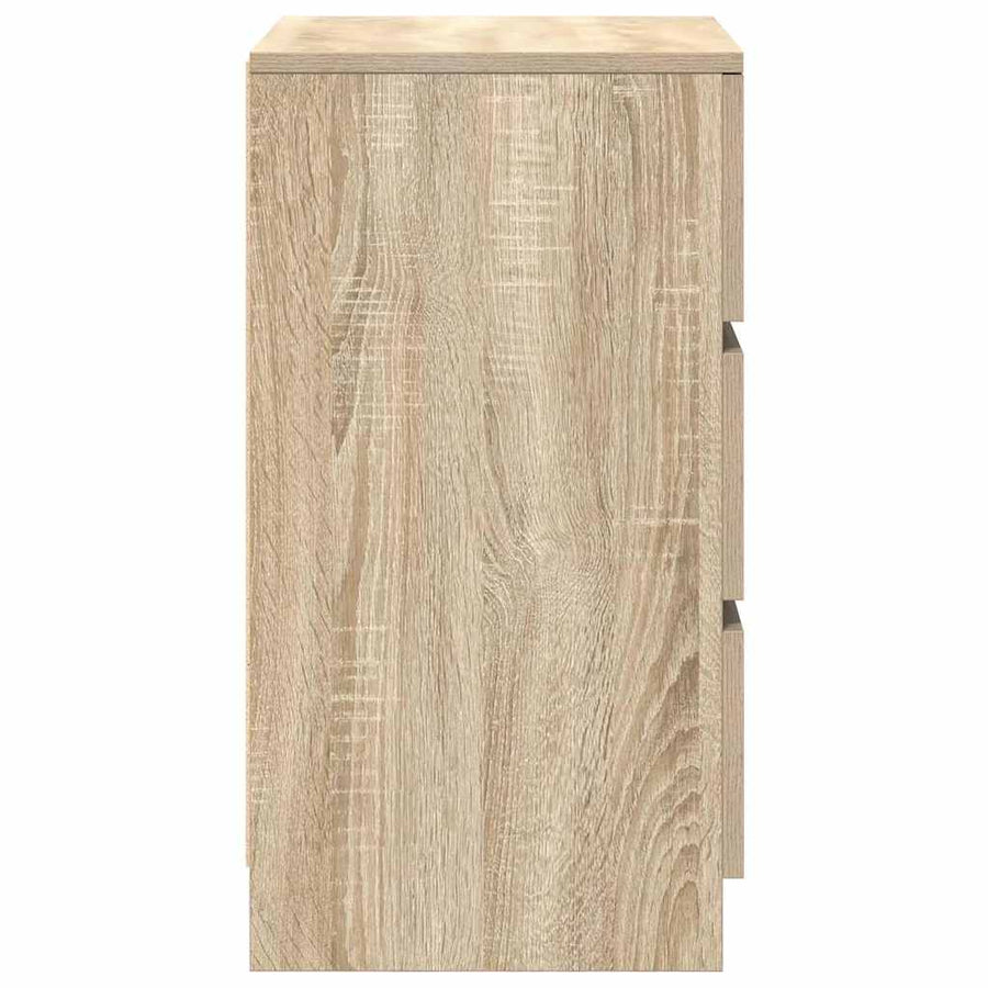 Nachtkastjes met 3 lades 2 st 39x35x65 cm Sonoma eikenkleurig
